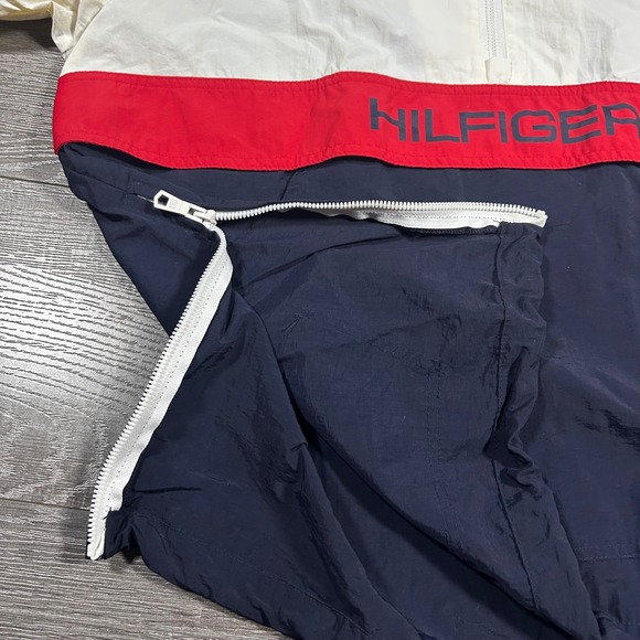 Tommy Hilfiger Colorblock Hooded Anorak Jacket White Red Navy Mens L - Picture 4 of 7